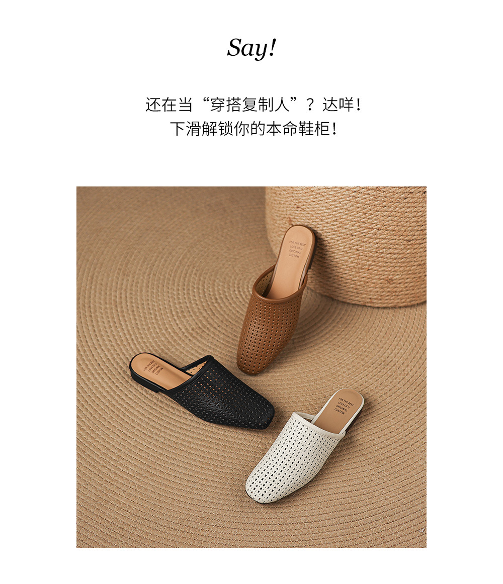 Dép sandal nữ quai chữ V đế bệt da bò mùa xuân hè — đen chi tiết 21