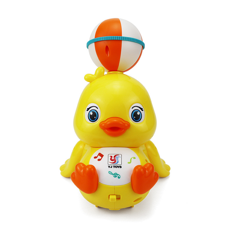 Nuevos productos transfronterizos luces y música eléctricas universales acrobacias topball pato 360 grados de rotación de dibujos animados pato juguetes para niños