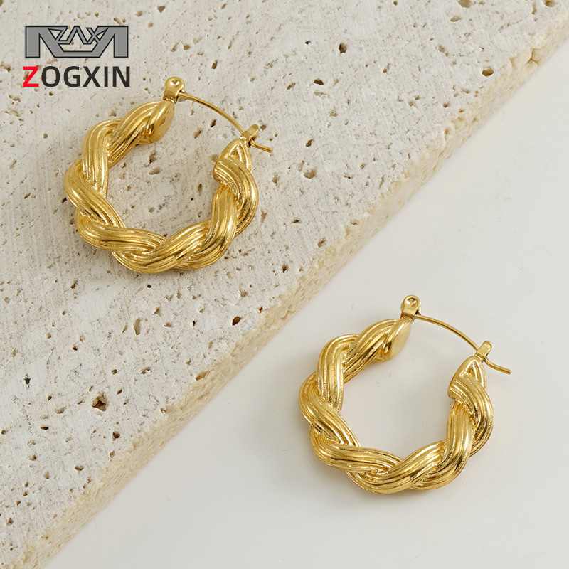 Pendientes de Acero de Titanio con Diseño en Espiral, Estilo Geométrico, Chapados en Oro de 18K, para Mujer, Venta al por Mayor