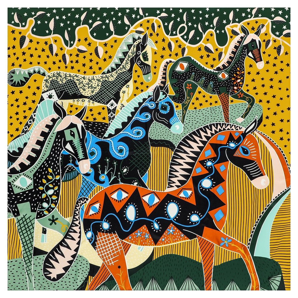 Satin Material Women's Elegant Business Basic Horse Satin Printing Silk Scarf