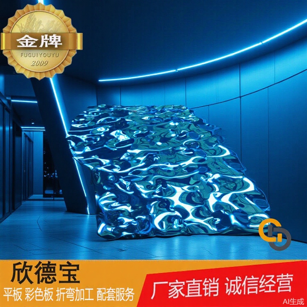 彩色不锈钢镜面水波纹板 流动波浪纹金属天花吊顶不锈钢板加工