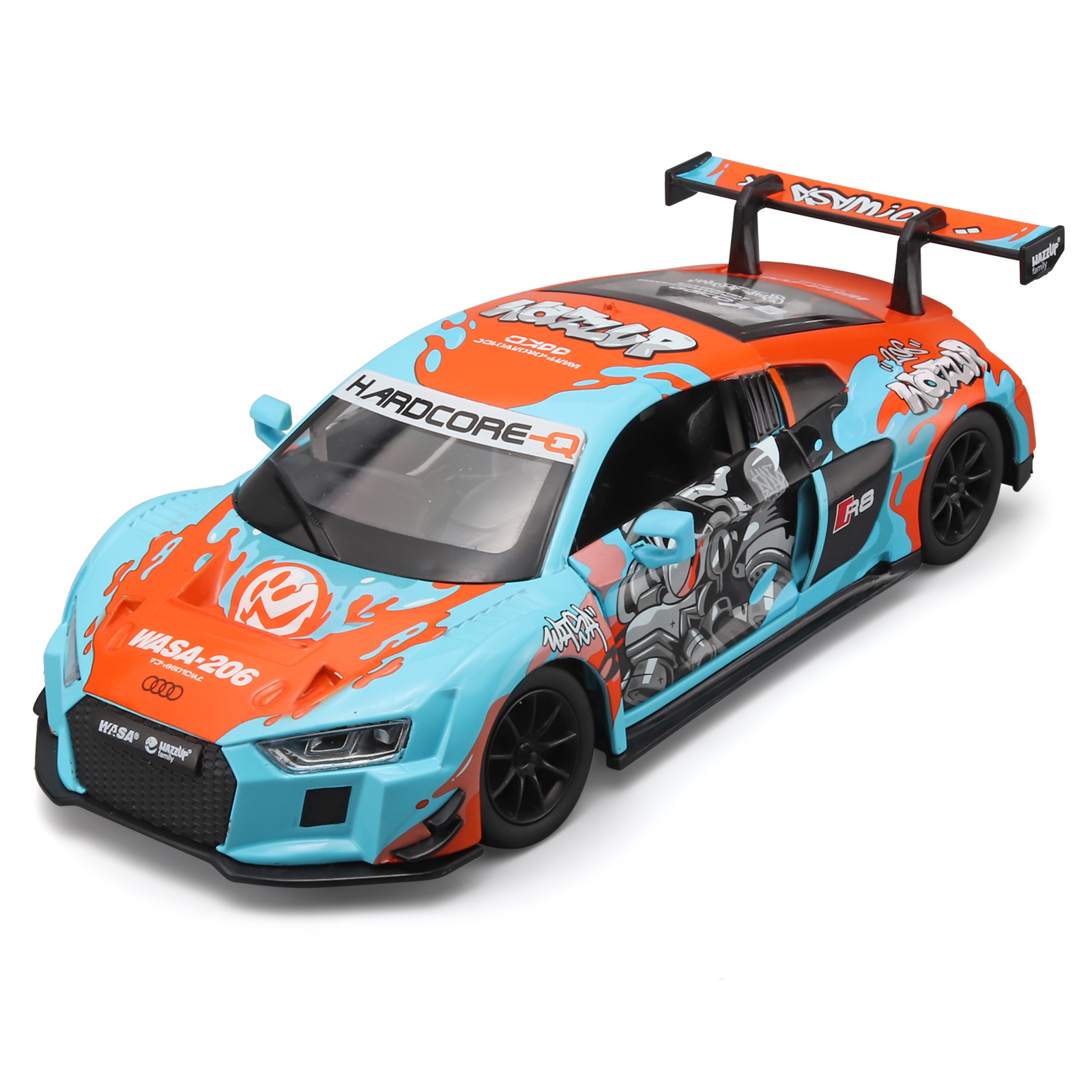 WASA1: 24 modelo de aleación Audi R8 LMS modelo de simulación acústica y óptica juguetes de automóviles