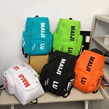 双肩包大容量短途旅行包工装风字母印花书包男大学生高中生背包女