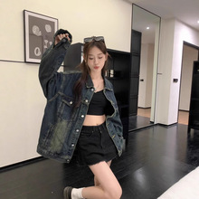 韩版休闲复古港味小个子那外套女秋季新款做旧设计感工装夹克ins