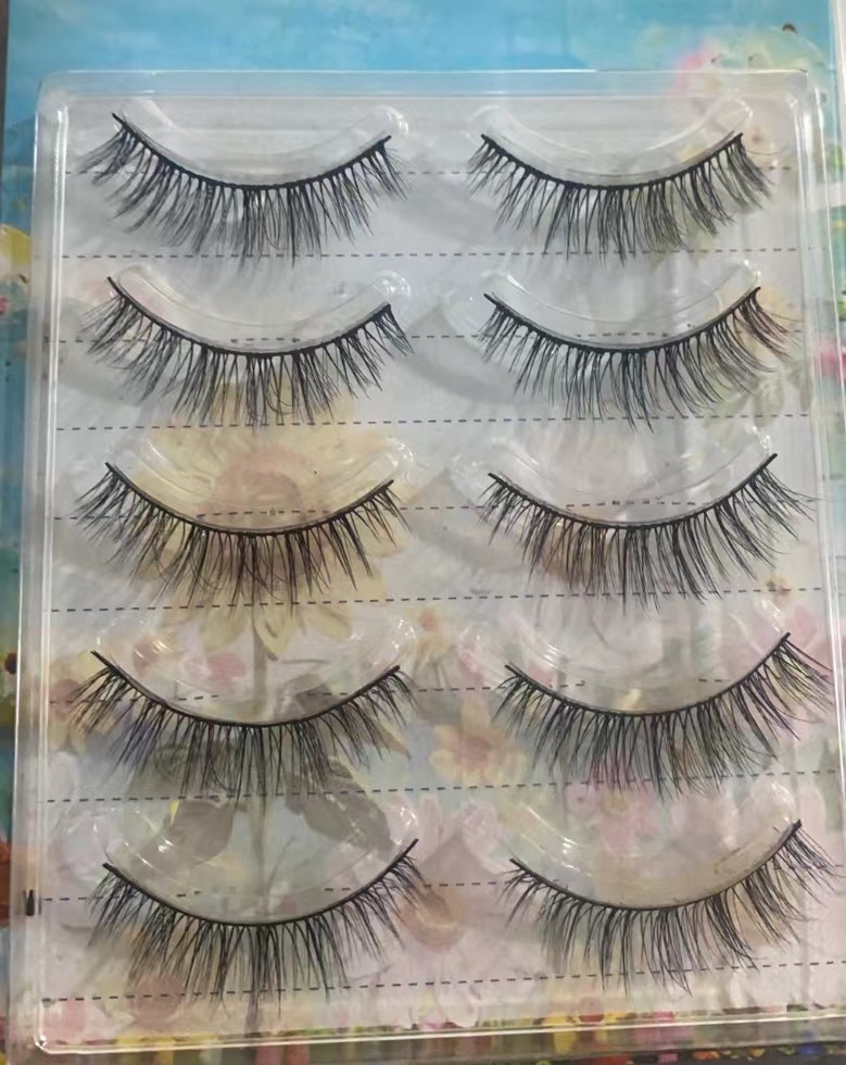 Suministro directo de fábrica transfronteriza natural larga Cruz gruesa japonés 3D afilado tallo transparente Luna doblar pestañas postizas