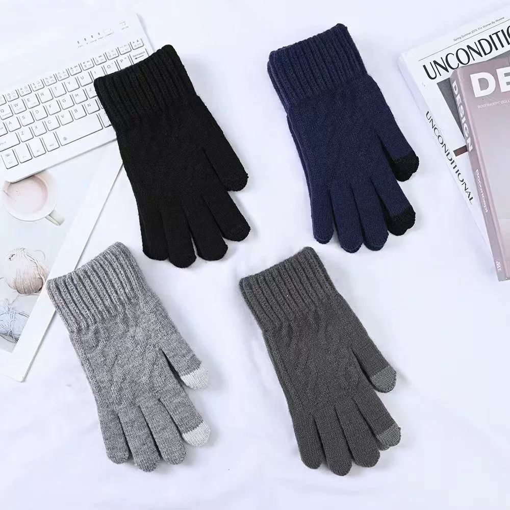 Фабрика спот мужские перчатки с сенсорным экраном зимой тепло на открытом воздухе плюс бархатные вязаные аттракционы для езды на велосипеде новые перчатки