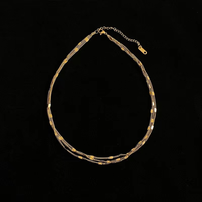 Geometric Pattern Fashion Geometric Titanium Steel Layered Necklace