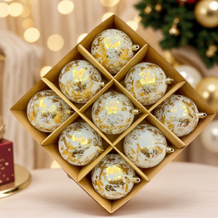 2025 Cross-Border New Product Ink Style Christmas Ball, Glitter Powder and Hand-Painted Christmas Ball Decoration Window Pendant