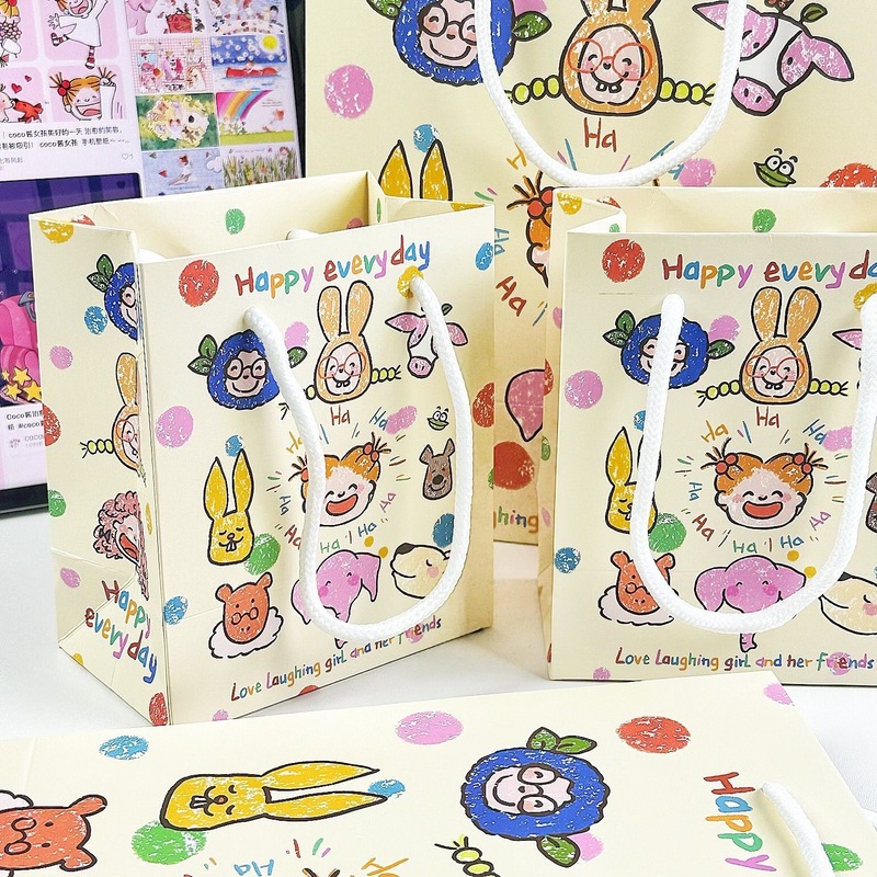 楽しい毎日小動物ギフトバッグins収納袋紙高颜値手提げ袋プレゼント手に持って厚い|undefined