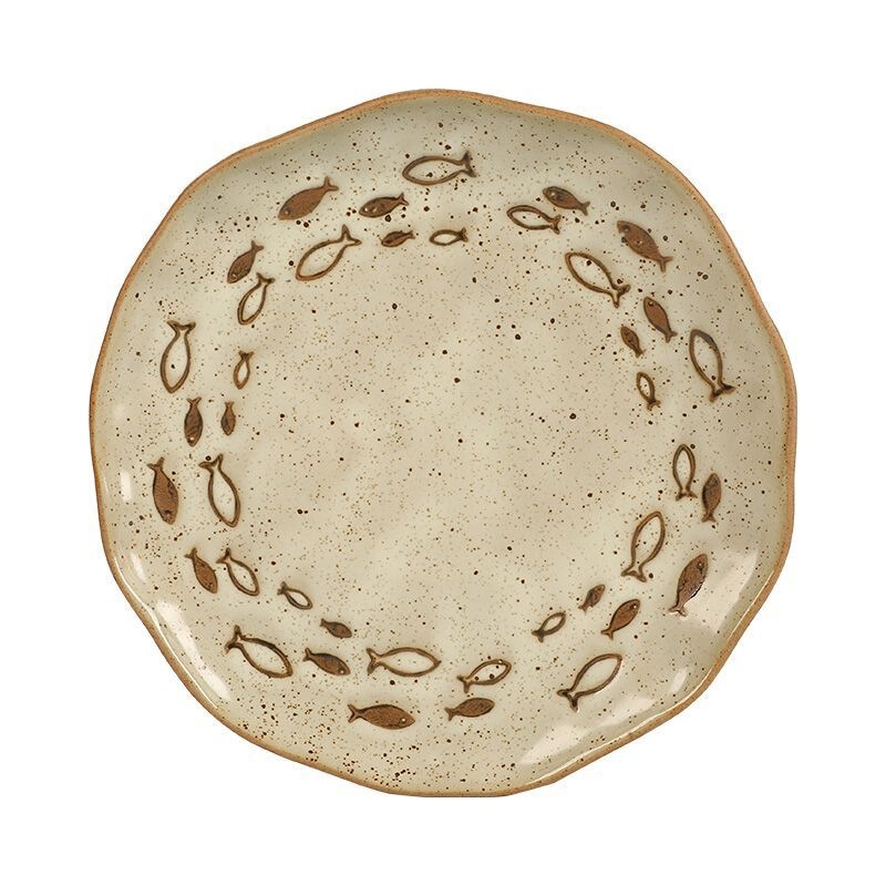 Japanese-Style Coarse Pottery Sesame Glaze High-Temperature Ceramic Dinnerware Set Household Soup Bowl Dish Plate Rice Bowl Plate Set