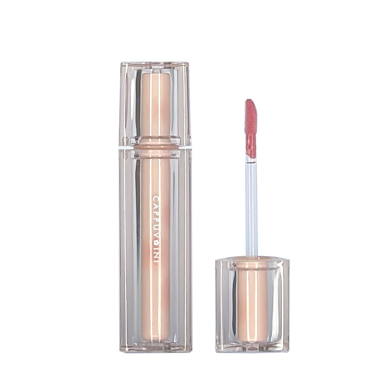 Cappuvini helado té espejo labio esmalte brillante labio brillante cristal jalea labio transparente tubo tarjeta burbuja Weini brillo de labios