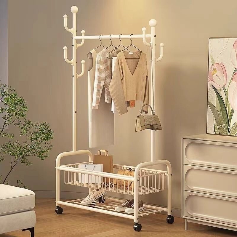 Simple Coat Rack, Bedroom Floor-Standing Clothes Rack, Vertical Clothes Rack, Balcony Mobile Household Clothes Drying Rack, Clothes Rack