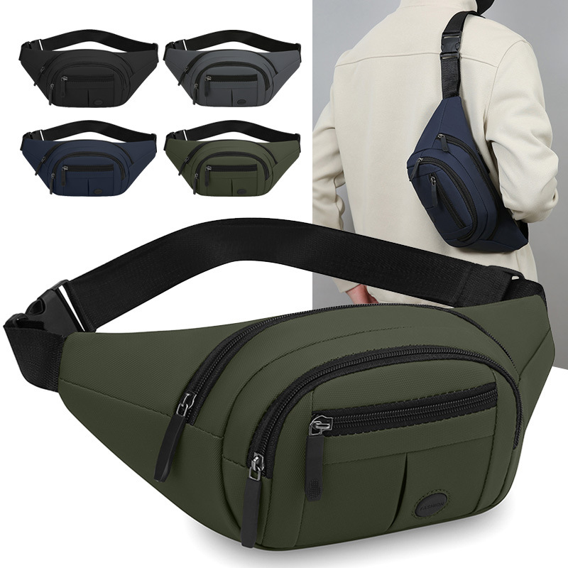 Cross-border large-capacity leather-textured men's waist bag 2026 new model business cashier bag multi-compartment chest bag crossbody bag