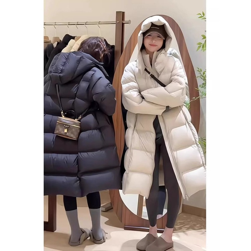 White Duck down Long down Jacket for Women, 2026 New Winter Style, Super Stylish Design for Petite Women