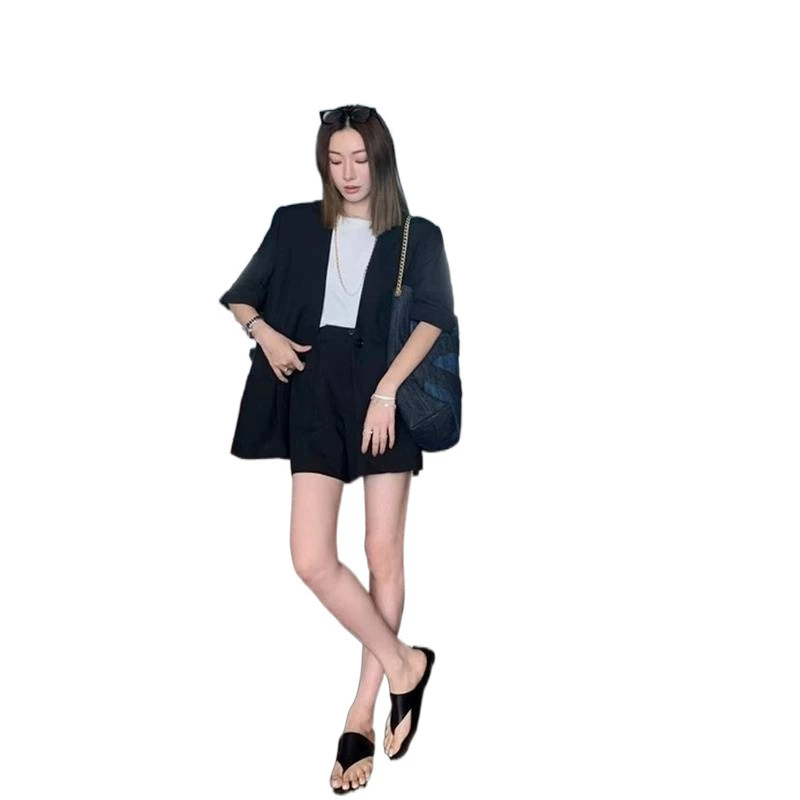 Summer extra large thin classic suit jacket for leisure, plus size, high-quality style, bright catchy style, with short sleeve