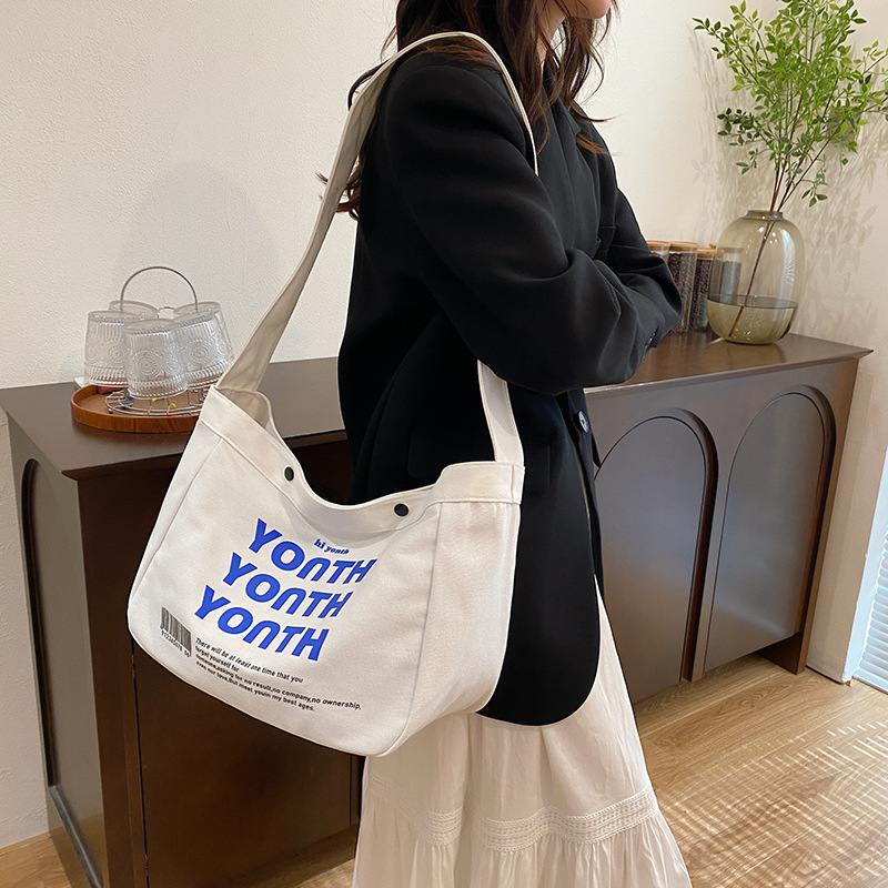 Korean-style canvas bag, artistic Japanese-style Instagram simple single-shoulder bag, school student schoolbag, men's large-capacity commuting bag undefined