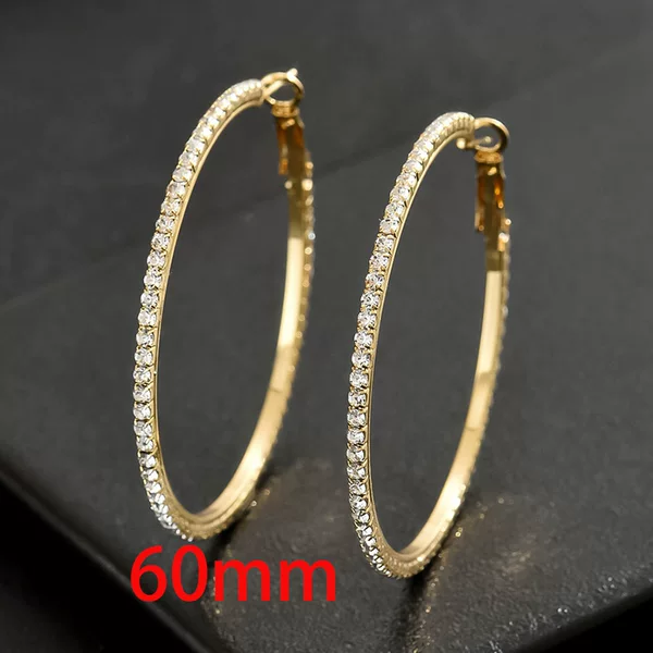 European and American Flash Personality Exaggerated Ear Ring Women's Full Diamond Fashion Simple Geometric Round Earrings Holiday Earrings Hot Sale