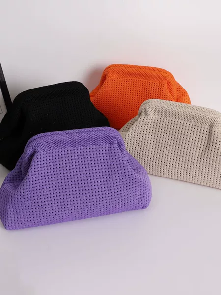 New cross-border wholesale knitted striped clutch bag, makeup bag, storage bag, clip bag