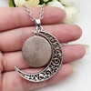 Mandala pendant retro hollow crescent necklace mandala flower totem Time gem jewelry supply