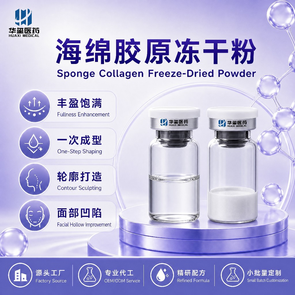 Sponge Collagen Freeze-Dried Powder Recombinant Collagen Type 1 + Type 3 Collagen Does Not Relax, but Rather Fixes the Facial Contours for a Youthful Appearance