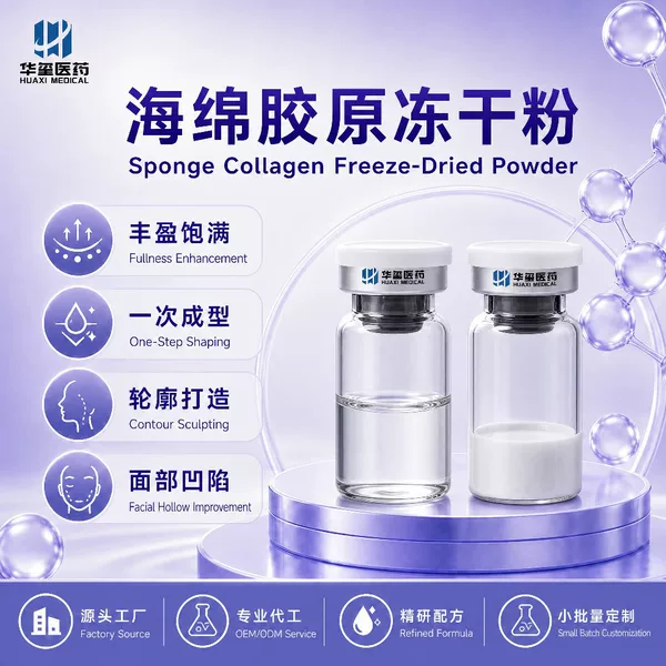 Sponge Collagen Freeze-Dried Powder Recombinant Collagen Type 1 + Type 3 Collagen Does Not Relax, but Rather Fixes the Facial Contours for a Youthful Appearance