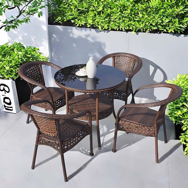[4 chairs with cushions] + [ 70cm double-layer round table]