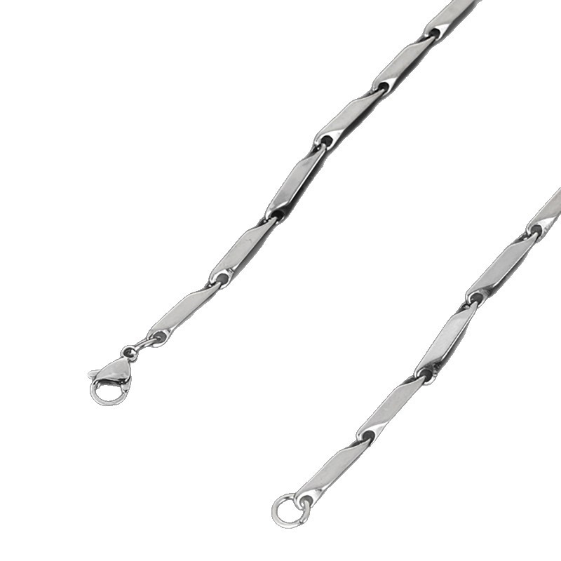 Titanium Diamond-shaped For Men, Versatile Stainless Titanium Steel Bar Necklace, Clavicle Chain Necklace_voghion.com