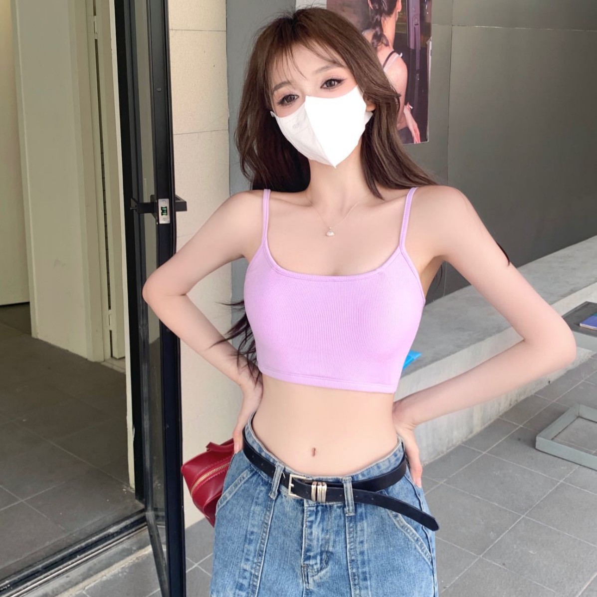 Threaded Cotton 섹시 빅 백리스 슬링 속옷 통기성 원피스 라텍스 고정 브라 프리 스파이스 걸 조끼