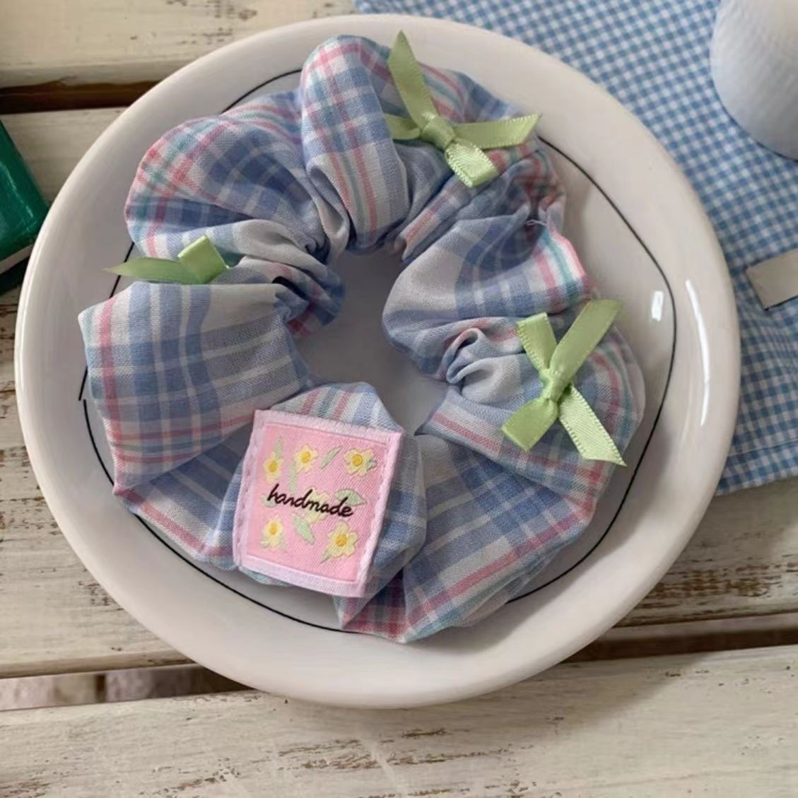 7#격자 무늬 활 블루