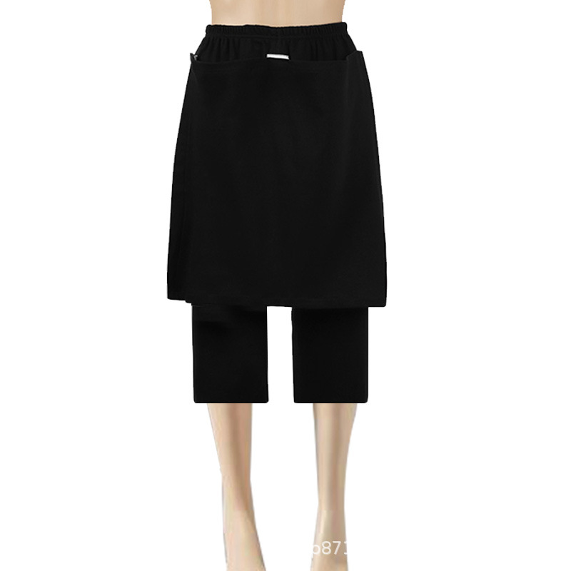 커버 된 크롭 팬츠 코튼 블랙