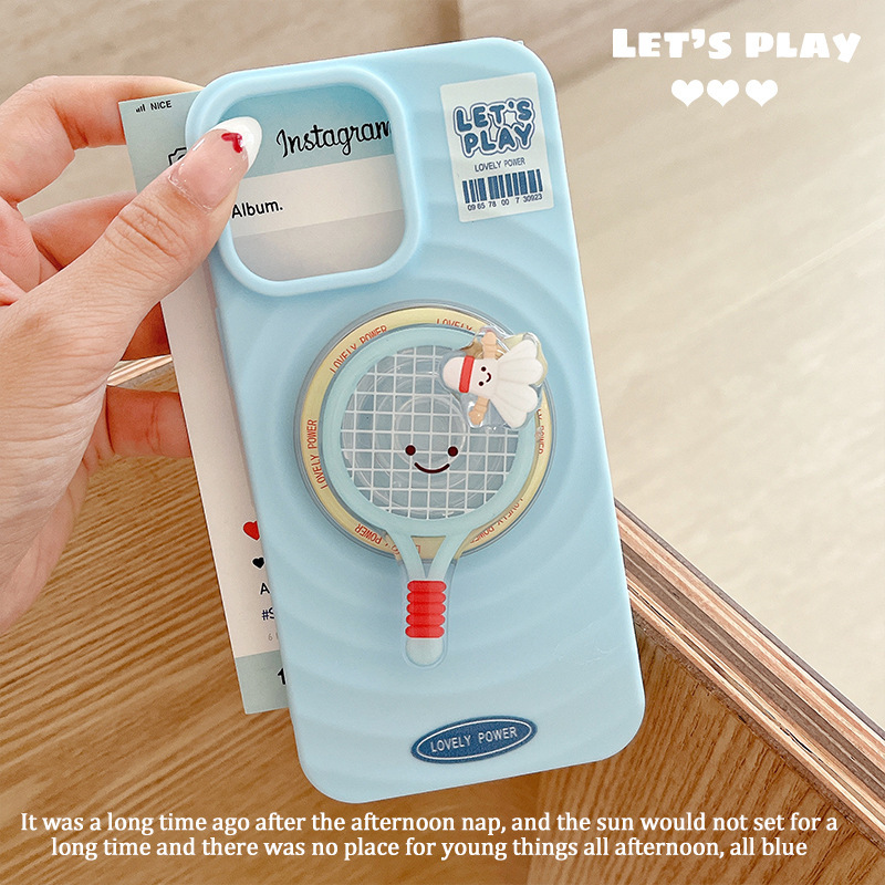 Table Tennis Badminton Suitable for Apple 15promax All-inclusive Mobile Phone Case ip16pro Magnetic Bracket Protective Cover