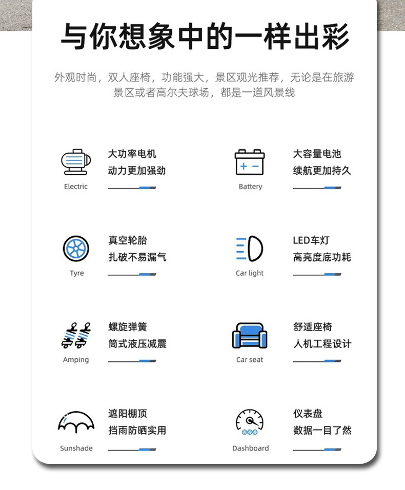 2025 New Electric Sightseeing Car for Hotels, Real Estate Reception, Property Management, Scenic Spots, 4-Seater and 6-Seater Golf Cart