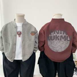 男童春装休闲外套2026新款儿童衬衣补丁夹克衫帅气中小童棒球服潮