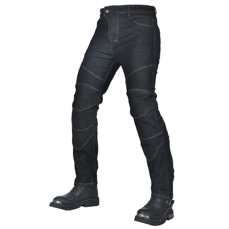 Volero motocicleta pantalones vaqueros rectos de la motocicleta de los hombres con la cubierta recta delgada pantalones de mezclilla de carreras