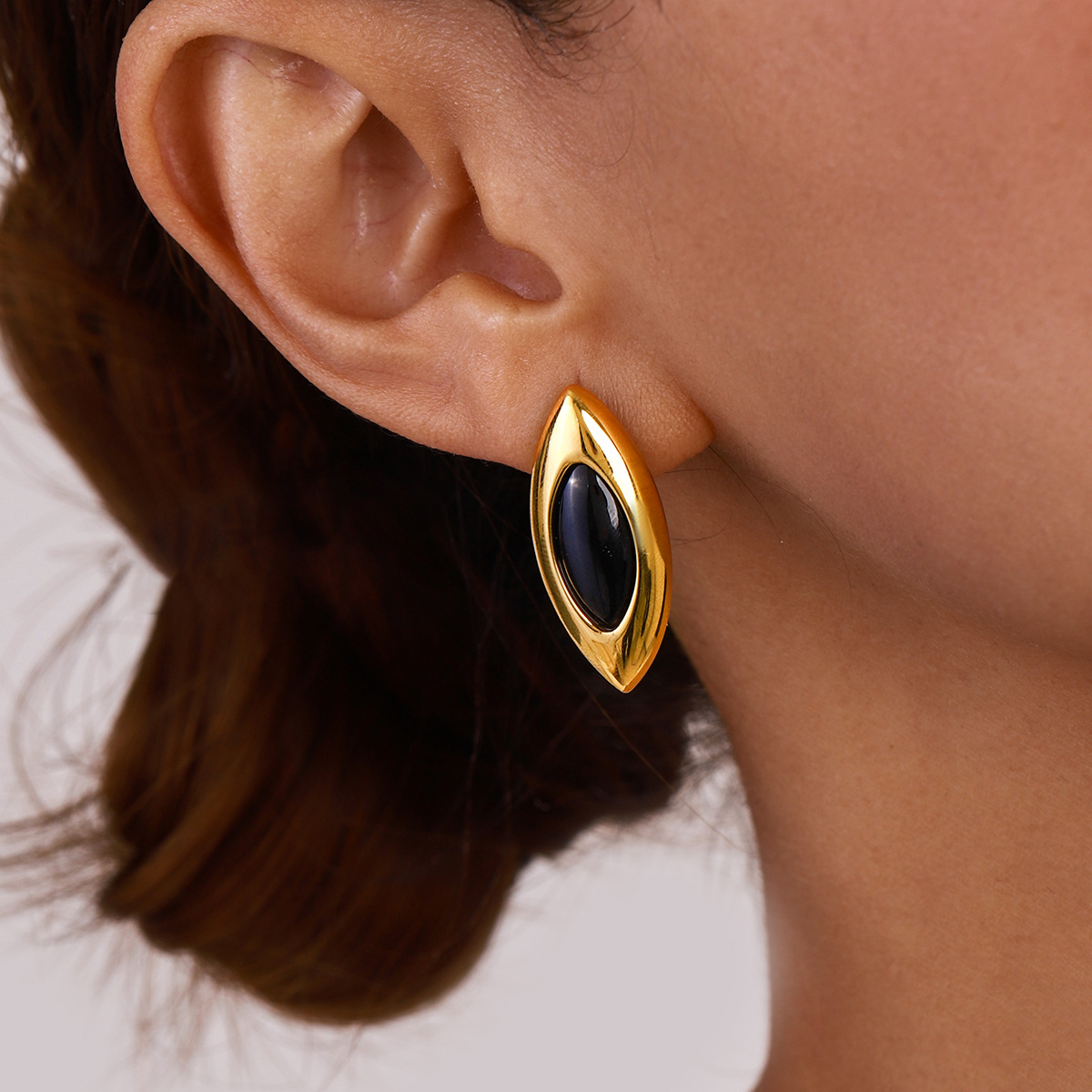 JEDING europa y americana pernos de acero inoxidable ágata de alta calidad pendientes retro pendientes de acero de titanio pendientes joyas transfronterizas