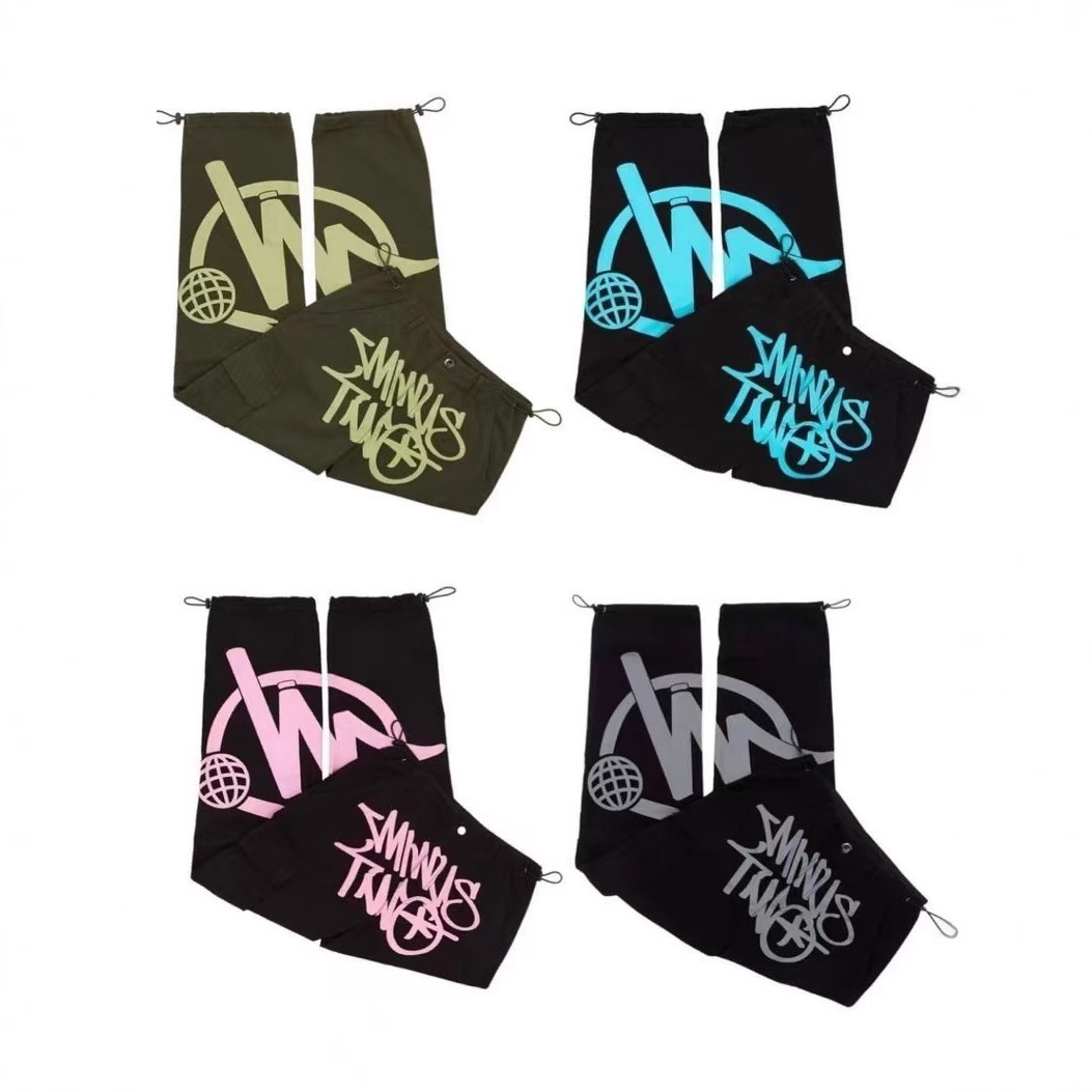 Europa y América hip hop marca de moda americana retro hombres pantalones impresos elásticos neutros calle verano casual Pantalones rectos