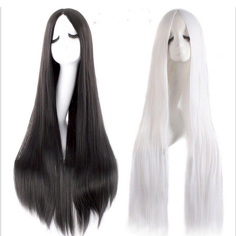 Anime Cosplay Wig European American Style Center Parted Fashionable Bangs Extra Long Straight Hair Full Head Cover Synthetic Clip-in_voghion.com