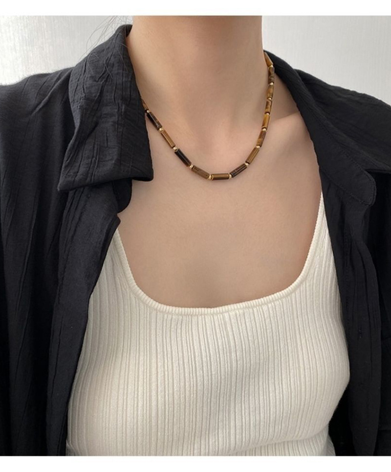 Retro Geometric natural stone Beaded Necklace