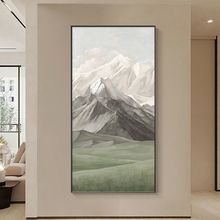 背有靠山玄关装饰画竖版现代简约入户走廊过道挂画北欧绿色风景画