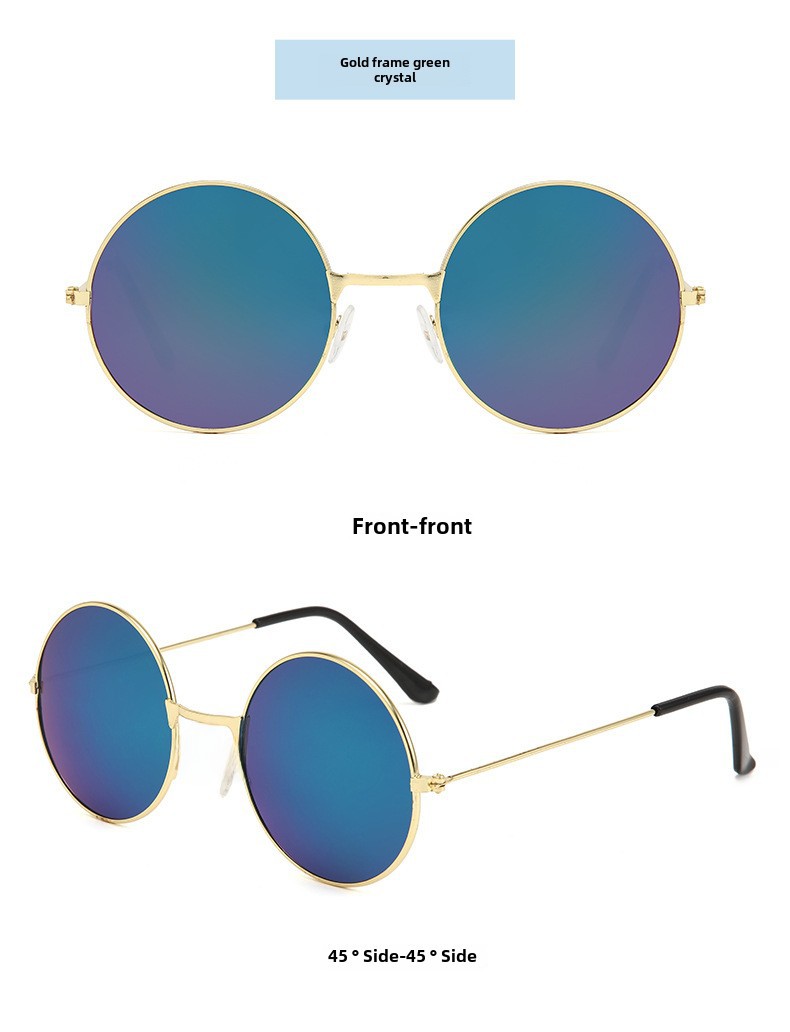 Retro Runde Metall Sonnenbrille Sonnenbrille Neue Unisex Flache Brille Farbe Marine Brille Großhandel_voghion.com