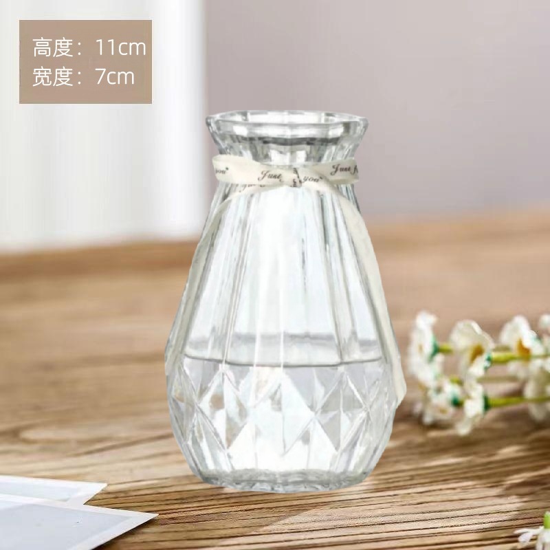 Retro repujado mini florero transparente hidropónico flor arreglo florero de cristal salón aromaterapia botella adornos Decoración