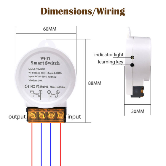 High-power WiFi interrupter 30A switch graffiti intelligent control wireless remote control timing voice control