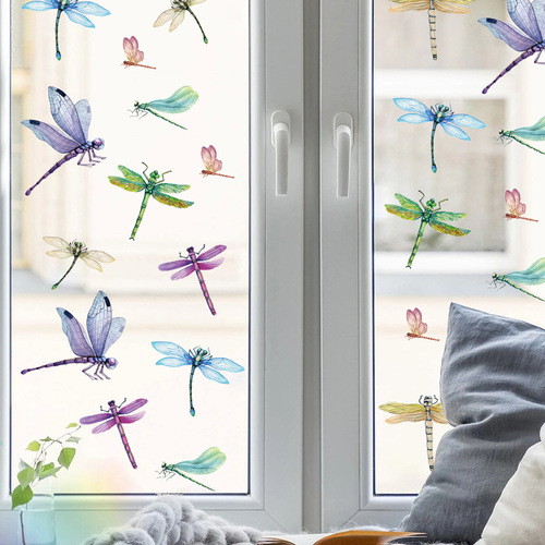 New Amazon cartoon ins wind dragonfly glass stickers electrostatic stickers window decoration window stickers tile stickers