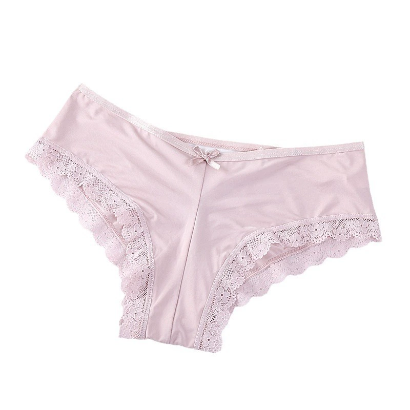Арт-подобные женские трусики средней талии Silk-feel, кружевная отделка, плюс размер S–XL