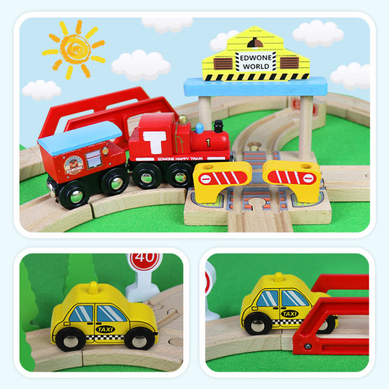 EDWONE60P train wooden track assembled toy train track toy children gift wholesale E21C19
