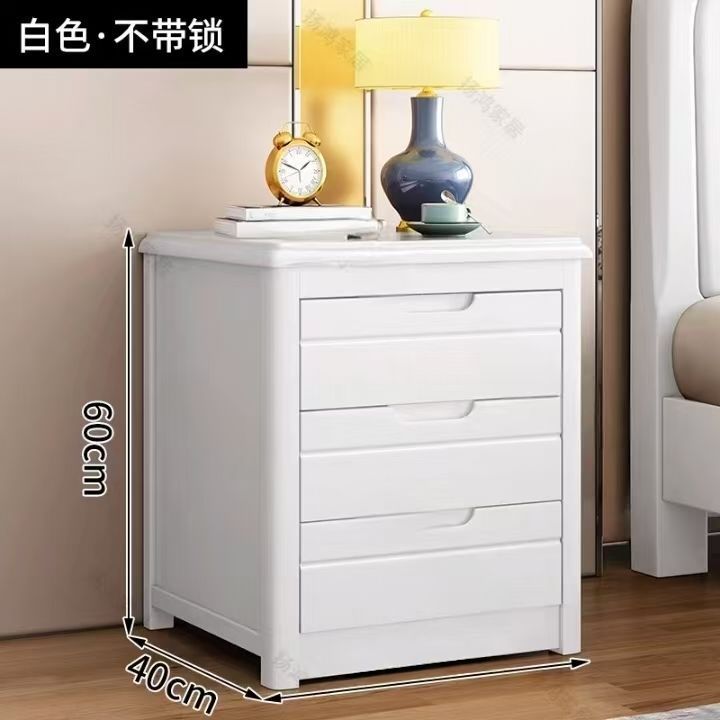新中式橡胶木带锁三层整装床头柜实用收纳E1环保家用|undefined