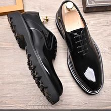 2024春季新款正装商务皮鞋男真皮亮面系带牛津鞋圆头厚底增高男鞋