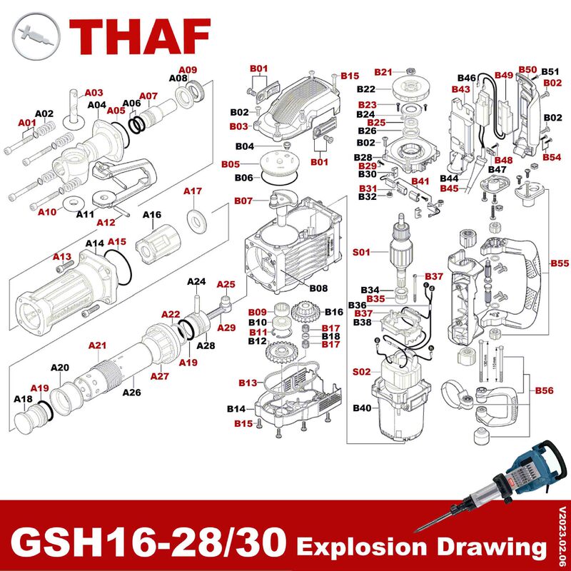博世爆破ハンマーGSH16-28 GSH16-30予備品B部分を交換する|undefined