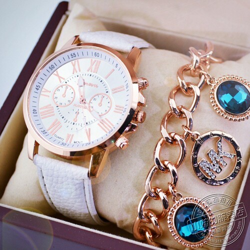 Foreign Trade Geneva geneva watch fake three-eye double-layer strap fashionable ladies watch factory wholesale