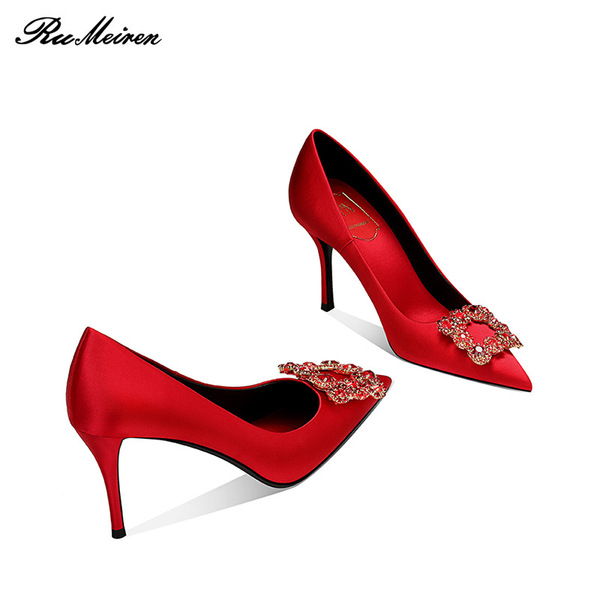 High heels for events pointed-toe stiletto heels made of satin